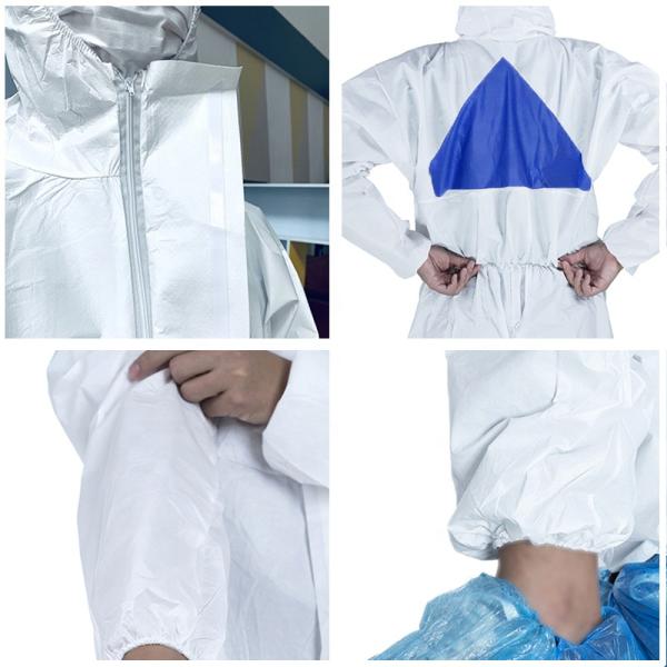 Microporous Sms Back Panel Disposable Waterproof Coverall For Car Washing