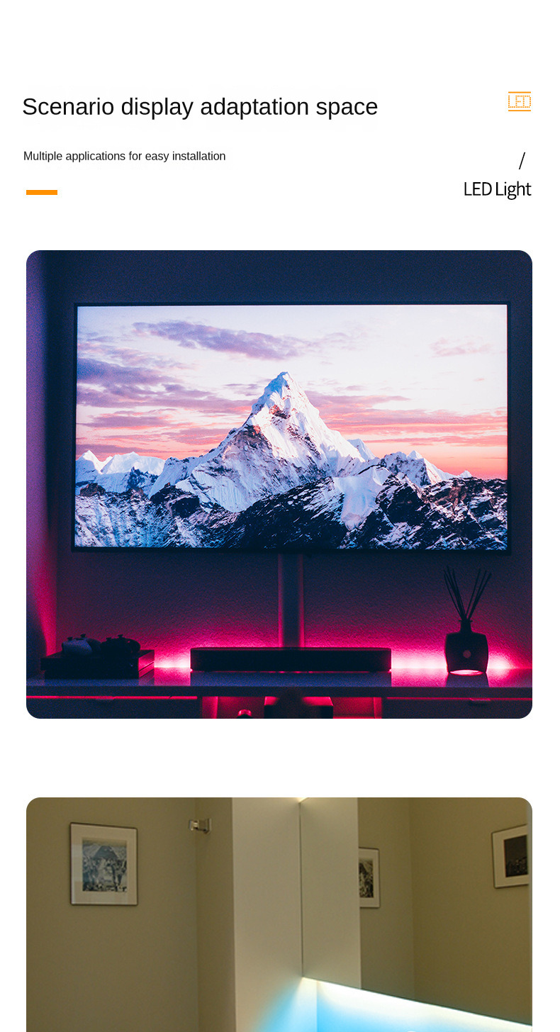 IP33 Color Changeable Motion Sensor Led Strip With Remote Control Usb