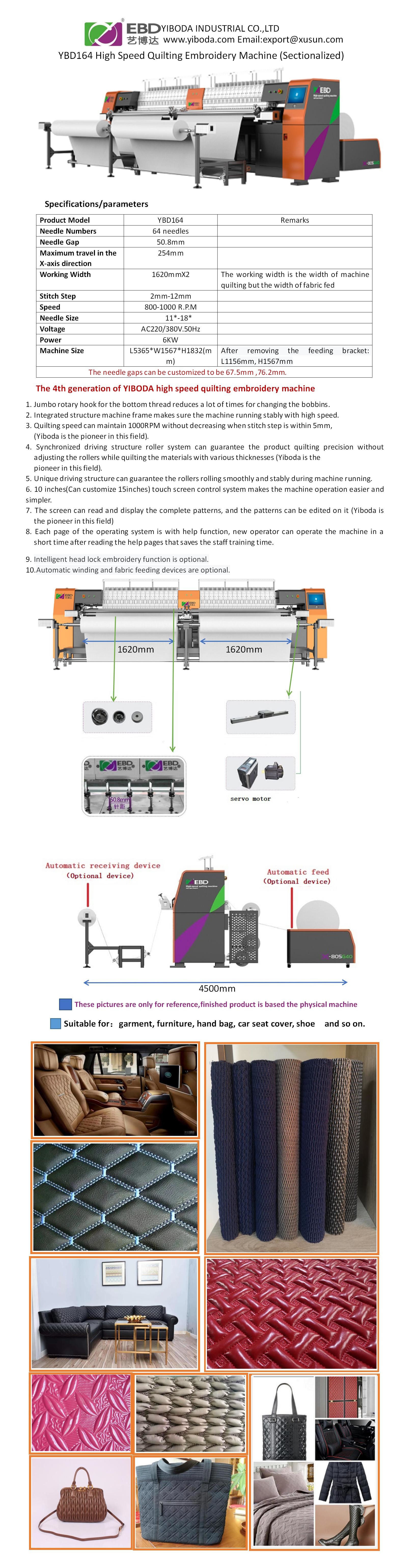 Double Rolls Computerized Quilting And Embroidery Machine With Changeable Arbitrary Head