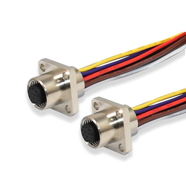 Quality M12 17pin Female Panel Mount Connector With Pigtail ,A Coded M12 Flange Scoket IP68 for sale