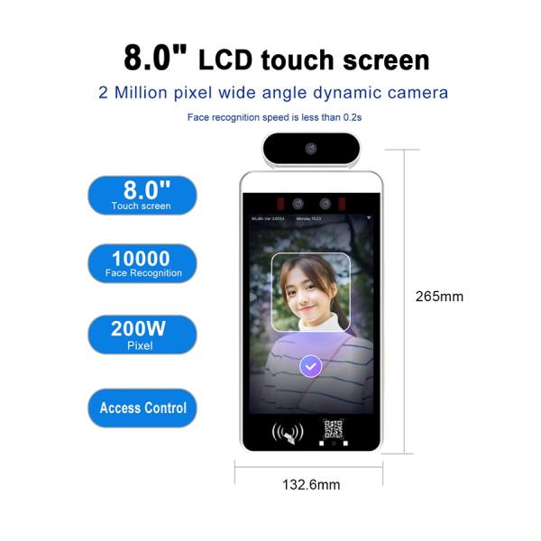 8" Temperature Measurement Face Recognition Terminal Biometric Access Control