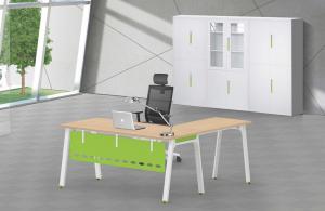Buy cheap A3060 leg L shape office furniture desk with wooden top and cabinet product
