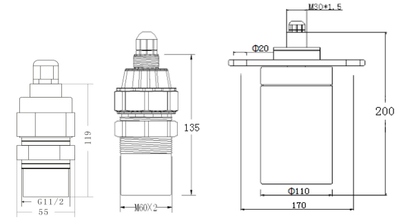 Digital high precision 2m-30m 4~20mA ultrasonic deep well water liquid level meter