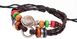 Buy cheap Chinese national wind retro fashion bracelet wooden beads braided fashion leather bracelet product