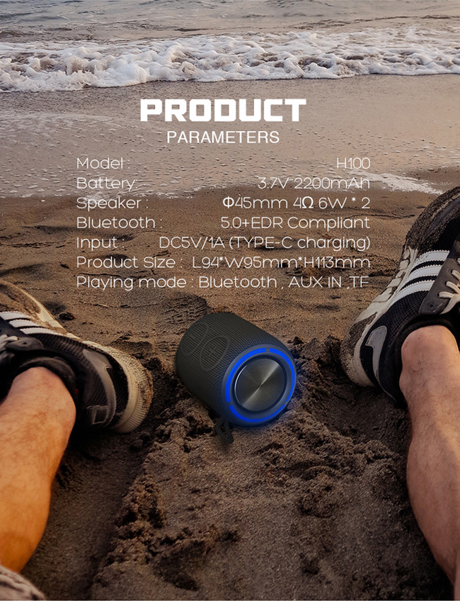 IPX7 Portable Waterproof Speaker 16W Speaker Output Power With AUX IN