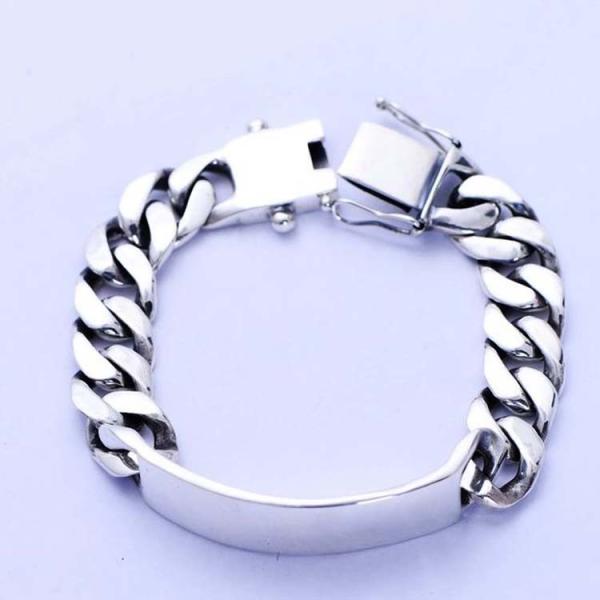 Quality Men Heavy Sterling Silver Chunky Chain Link ID Bracelet (056607) for sale