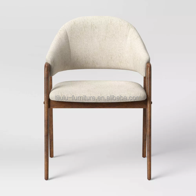 Home Furniture Top Quantity Modern Fabric Wood Armrest Chair for Hotel and Dining in Restaurant