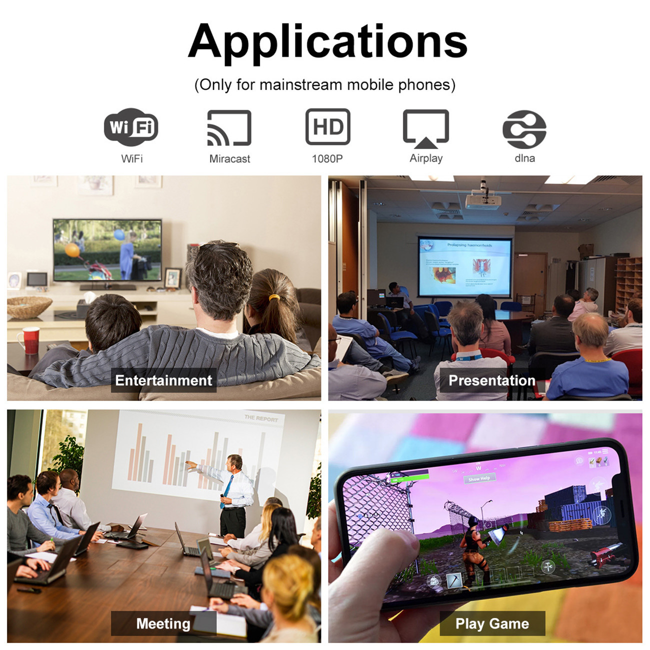 60fps IOS8 WIFI Display Dongle 128M Miracast Anycast Chromecast