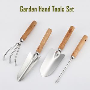China 4 Piece Stainless Steel Garden Hand Tools Kit With Wooden Handle on sale