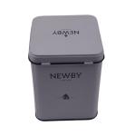 Customized Matt Varnish Square Tin Box With Hinged Lid Tea Tin Canister