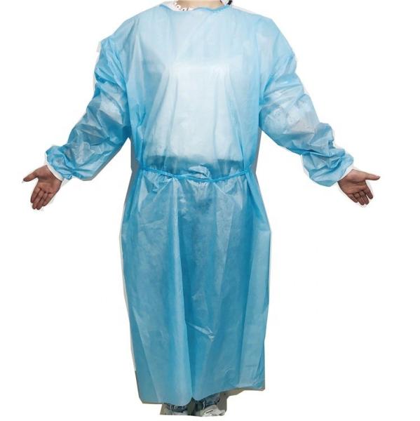 Quality PE Coated Non Woven AASI AAMI Level 2 Isolation Gowns With Elastic Cuff PB70-2012 for sale