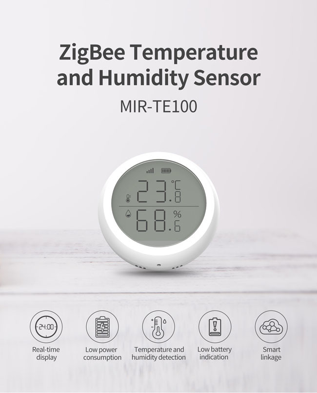 Zigbee 3.0 Tuya Temperature Humidity Sensor 2.5V Low Power Battery 61.2x23mm