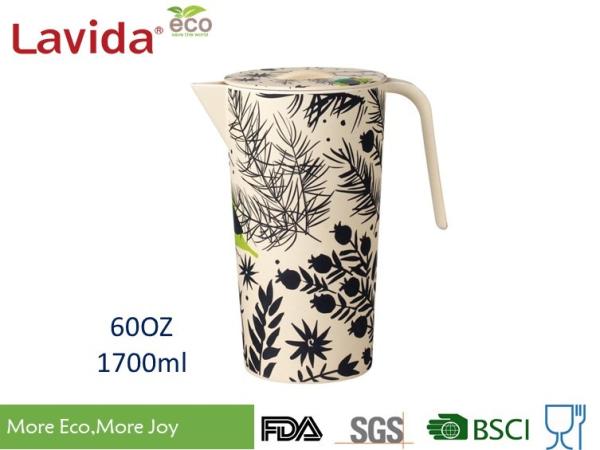 Quality Large Capacity Bamboo Water Jug Environmental Friendly Glass Non - Toxic Easy Cleaning for sale