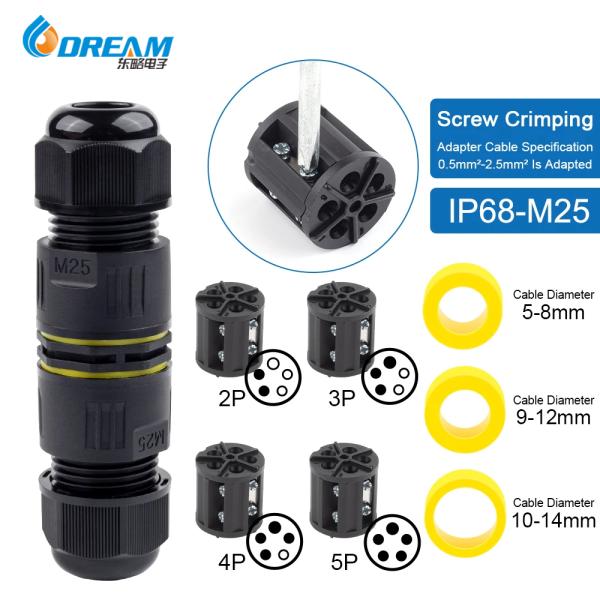 Waterproof IP68 3-Pin Connection Box With Rubber Rings CE Certification Electric Cable C