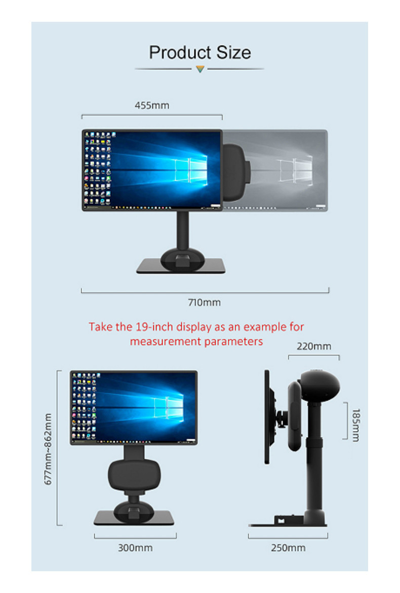 Electric LCD Monitor Bracket Rotating Automatic Move Up / Down