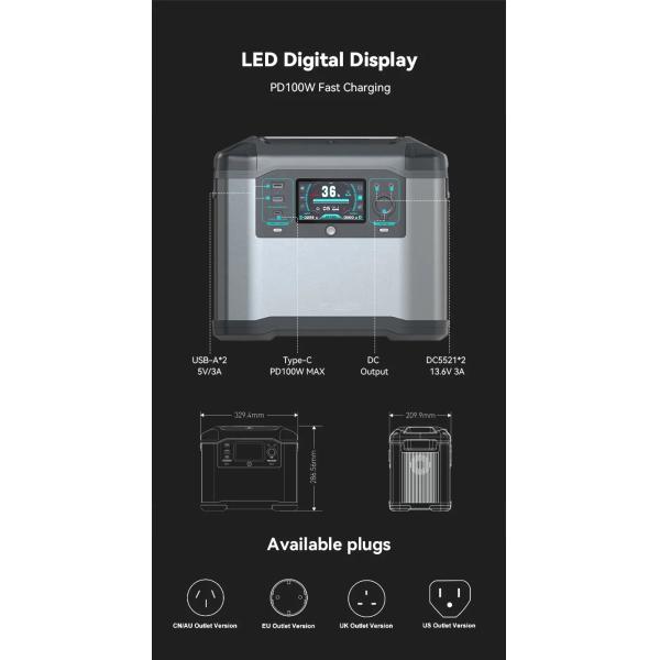 2000w Portable Solar Power Station 1573Wh Quick Charge Large Capacity