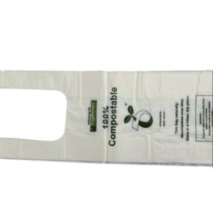 PBAT PLA Corn Starch Biodegradable Shopping Bags Custom Size White Green Color