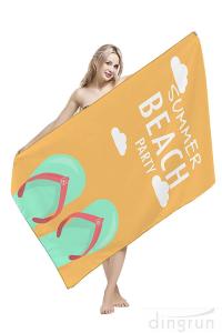 Rectangle Shaped Microfiber Beach Towel Printed Pattern For Sports Bath