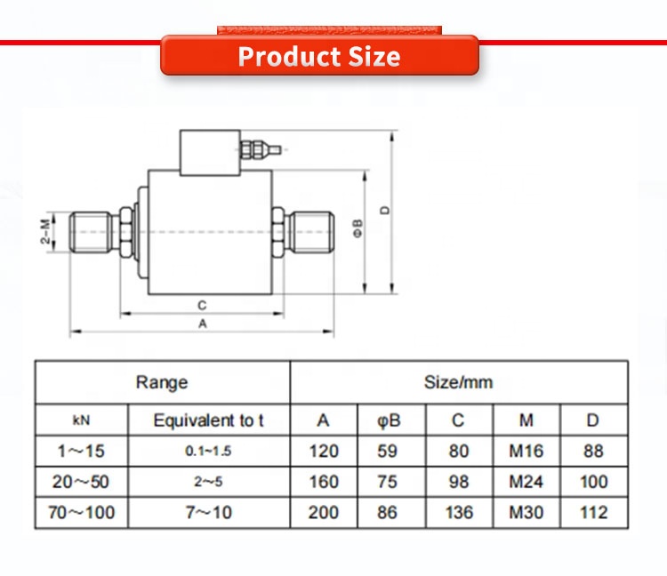Sensitivity 2.0mV / V Robotic Arm Force Sensor For Tension And Compression Measurements