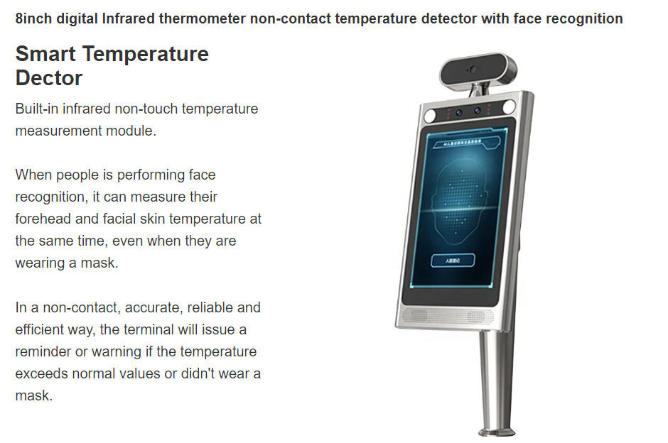 Temp Monitoring Camera RK3288 Face Recognition Infrared Thermometer