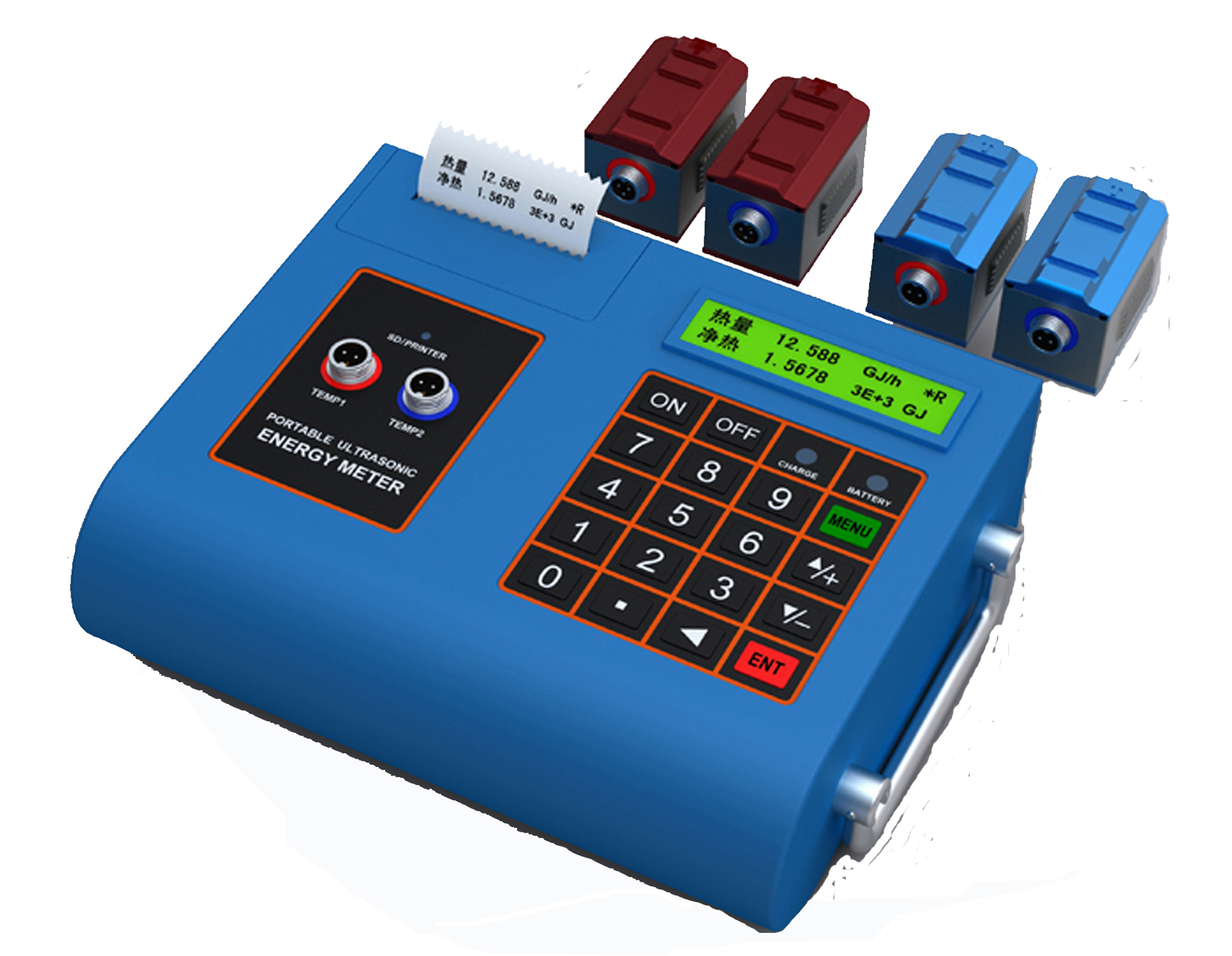 RS485 Potable Ultrasonic Flow Meter With Printer Transducer Mounting Bracket