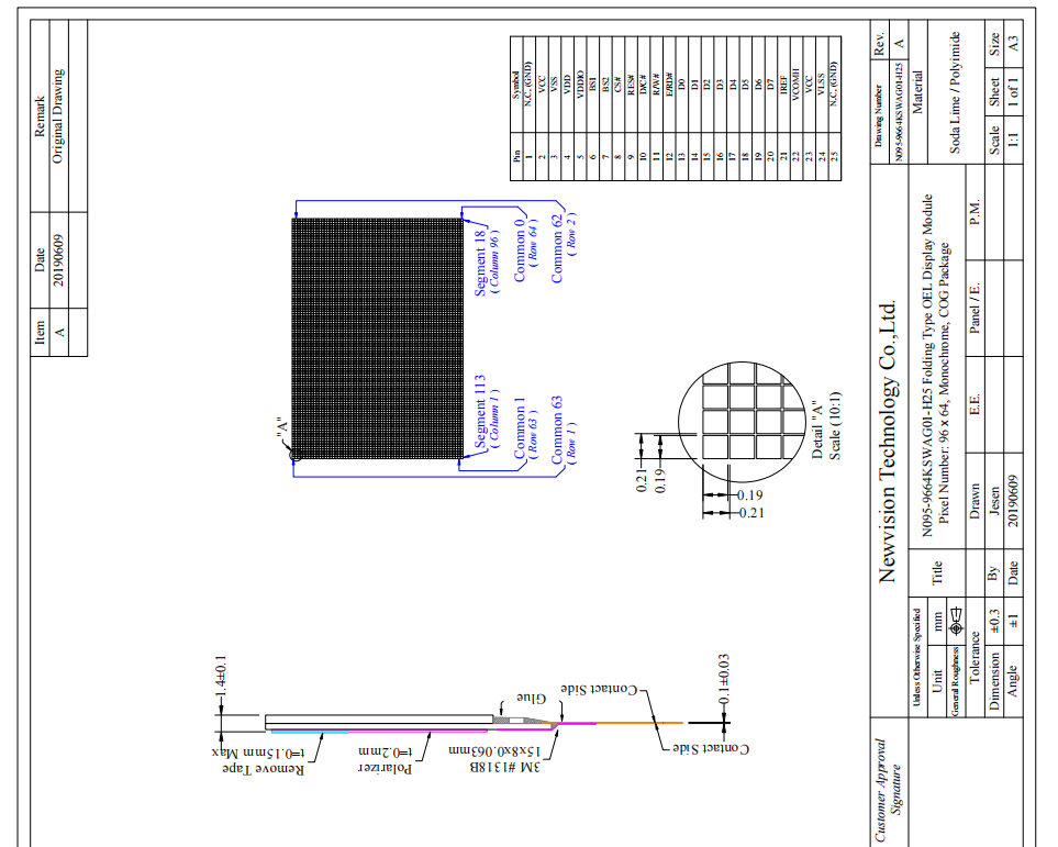0.95'' OLED Monochrome Display Vehicle Controls Wide Temperature Tolerance OLED LCD