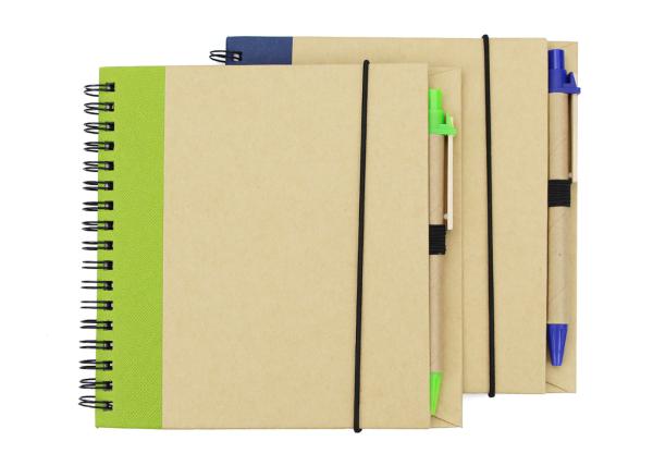 Quality Wooden color Surface Hardback Spiral Bound Notebook With Pen Elastic for sale