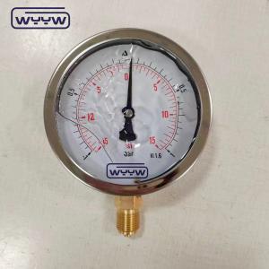 Buy cheap SS304 Case Compound Gauge Pressure Gauge Radial Direction -1-1bar -15-15psi 100mm Oil Filling product