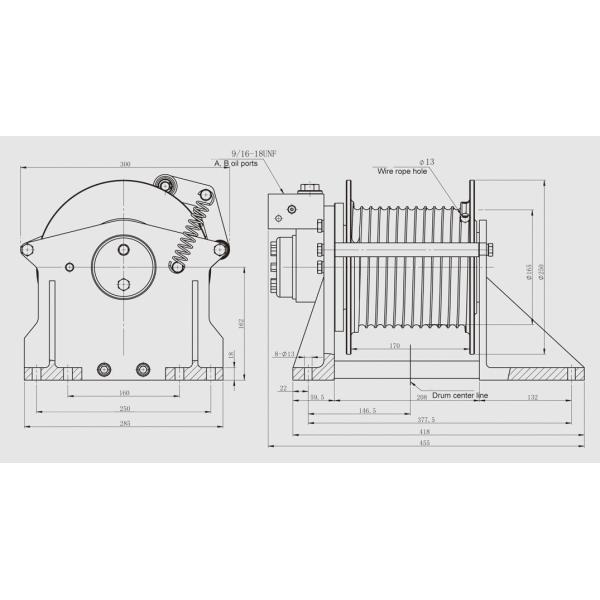 1000KG Cranes Hydraulic Hoist Winch With Grooved Drum