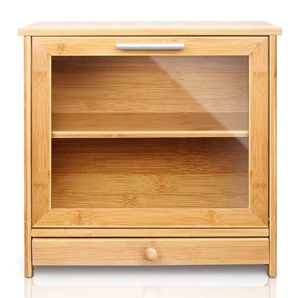 Rectangle Bamboo Bread Storage Box for Loaves and Pastries Stackable Double