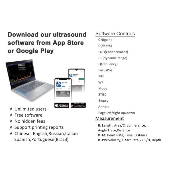 10mhz G10CX Medical Hospital Equipments Doppler Linear Wireless Probe Type Ultrasound Scanner