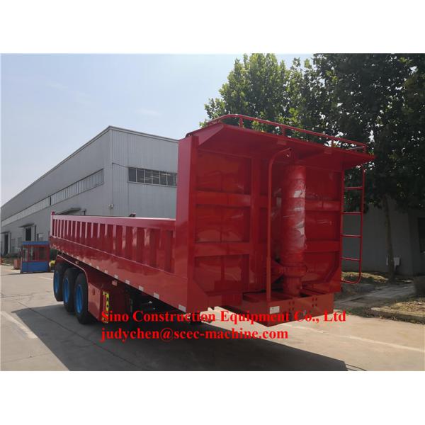 Front End Lift Tipper Semi Trailer 40m3 Dumper Semi Trailer 12 Wheels For Stone / Sand