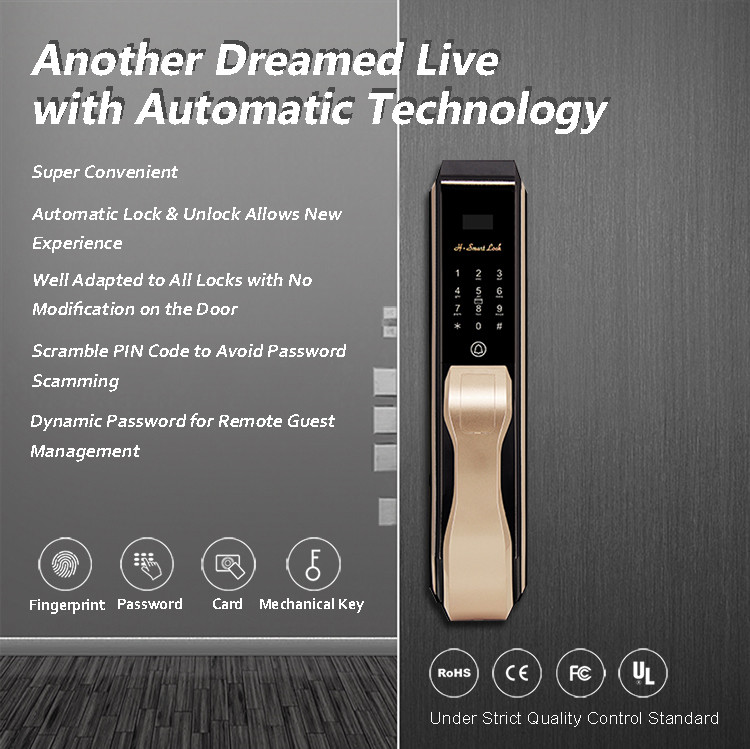 Aluminium Alloy Automatic Door Lock With Multiplicate Security Ways Unlock System