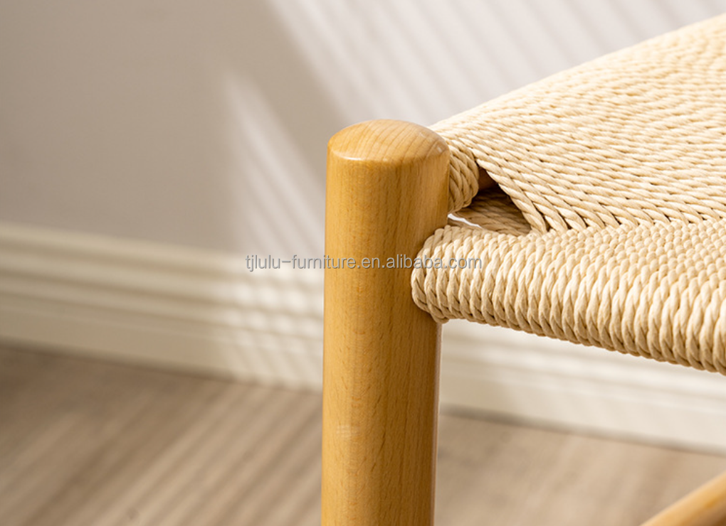Sturdy Wood Dining Chair with Woven Cord Cushion The Perfect Addition to Your Study Desk and Leisure Cafe