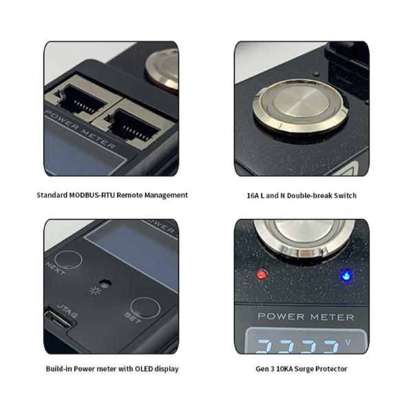 Power Distribution Unit 19 Inch 1U 6 Port Intelligent Remote Controlled Metered PDU