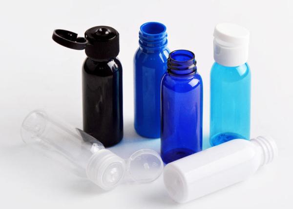 Quality Round Small Plastic Cosmetic Bottles 30ml Capacity Pet Various Colors With Cap for sale