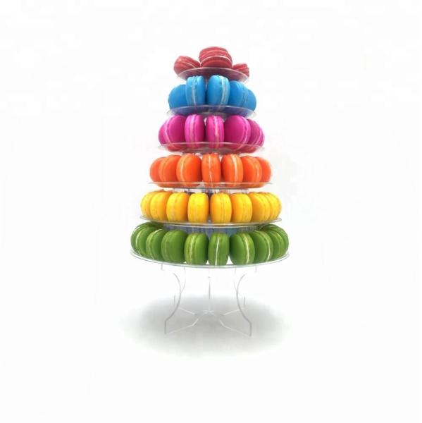 Quality Plastic Pyramid Display Case 6 Tier Macaron Display Tower Case With Acrylic Base for sale