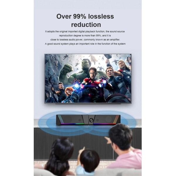 Desktop Gaming Speakers with Rich Bass USB Powered Portable RGB Computer Volume Control