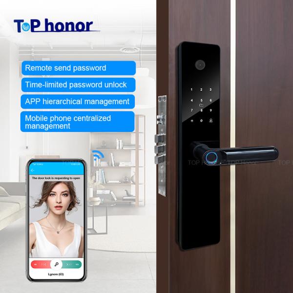 Quality Smart Code Door Lock Tuya Peephole Front Door Lock Biometric Anti Peep Code Card Key Access Semi Auto Door Lock for sale