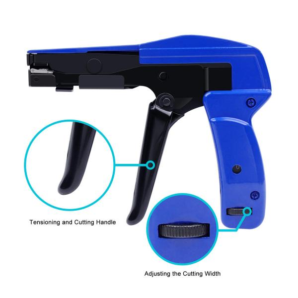 Plastic Fastening Cable Tie Gun Cutter Ergonomic Design Adjustable
