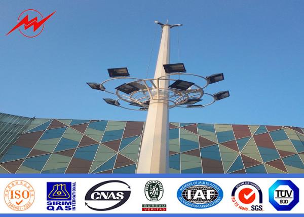 Quality Stadium Lighting 36.6 Meters Galvanized High Mast Light Pole With 600kg Raising System for sale