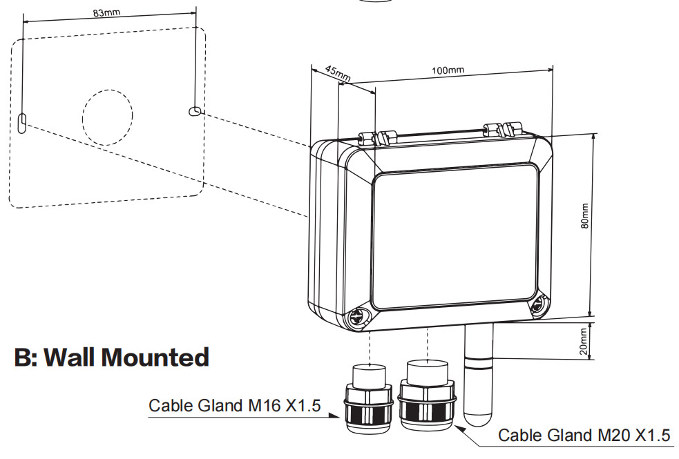 Air Temperature And Humidity Sensor RS485 Wall Mount Temp Humid Transmitter
