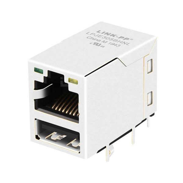 Quality LPJE305BHNL Green/Yellow LED Tab Up Single USB RJ45 Connector Without Integrated Magnetics for sale