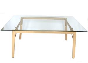 Simple Rectangular Rust Resistant Dining Table Tempered Glass Top