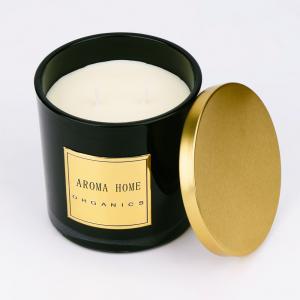 Buy cheap Golden Metal Lid Black Glass Bottle Home Wax Scent Soy Candle Private Label 14OZ 400g product