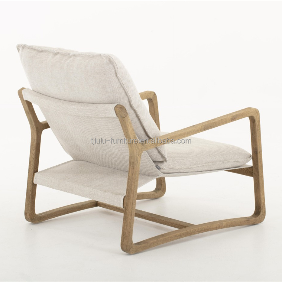 Solid Wood Nordic Lounge Leisure KD Disassembly Sofa Chair For Living Room with Natural Wood Frame Design Model