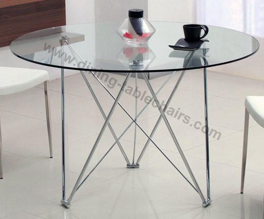 Quality Round Chrome Fixed Dining Table , Clear Dia 1.2 Meter Living Room Table for sale