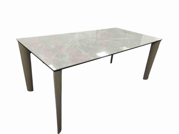 Quality 1500*850mm Ceramic Dining Table With Fixed Type Light Grey Metal Base Dt-1037-150 for sale
