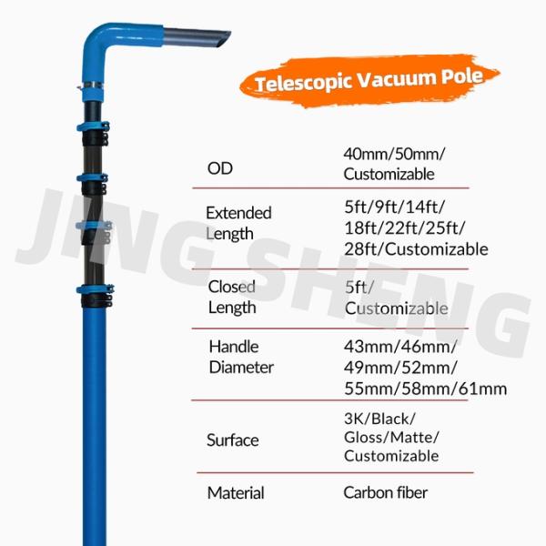 28FT Carbon Fiber High Reach Gutter Cleaning Pole Best for Industrial Use Maximum Reach with Stability 2