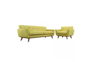 China Mid - Century Style Reclining Sectional Sofas , Modern Yellow Fabric Recliner Sofa on sale